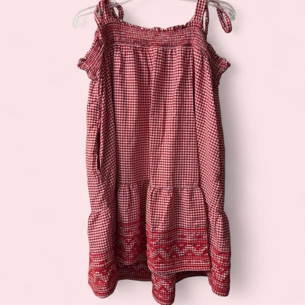 Old Navy Red Gingham Mini Dress with Embroidered Hem - Picture 8 of 8
